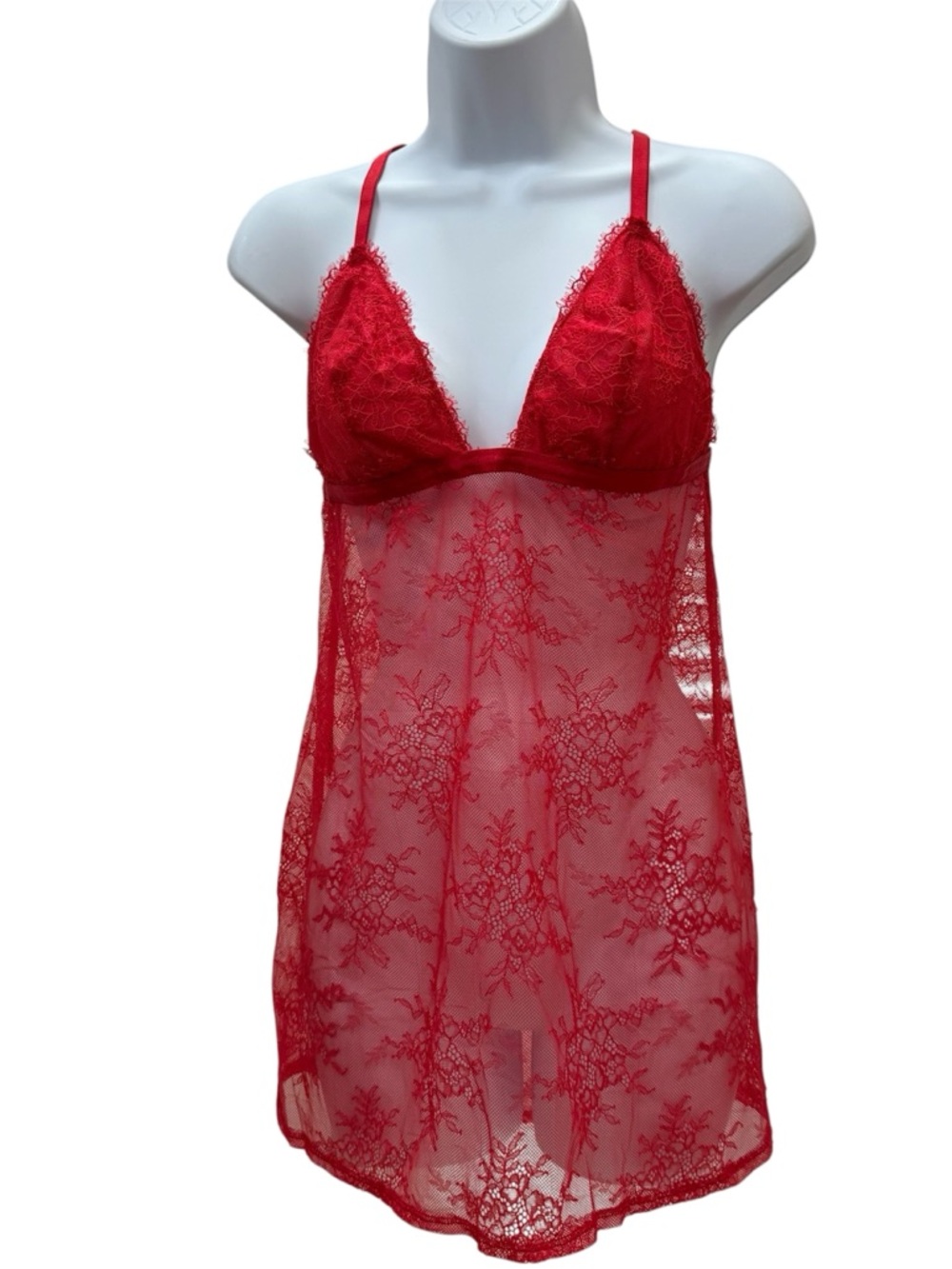 Auden Red Sheer Lace Babydoll Chemise Womens Size XL